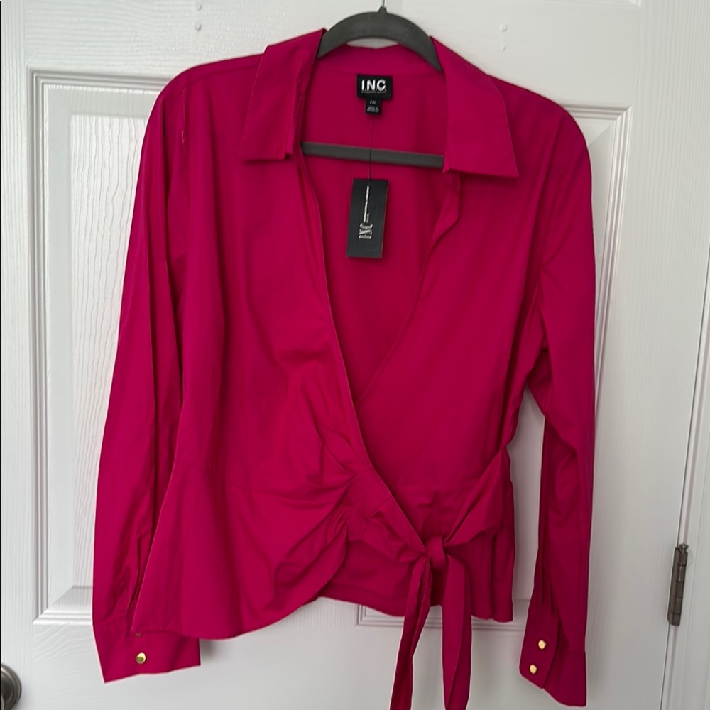 INC International Concepts Fuchsia Wrap Blouse